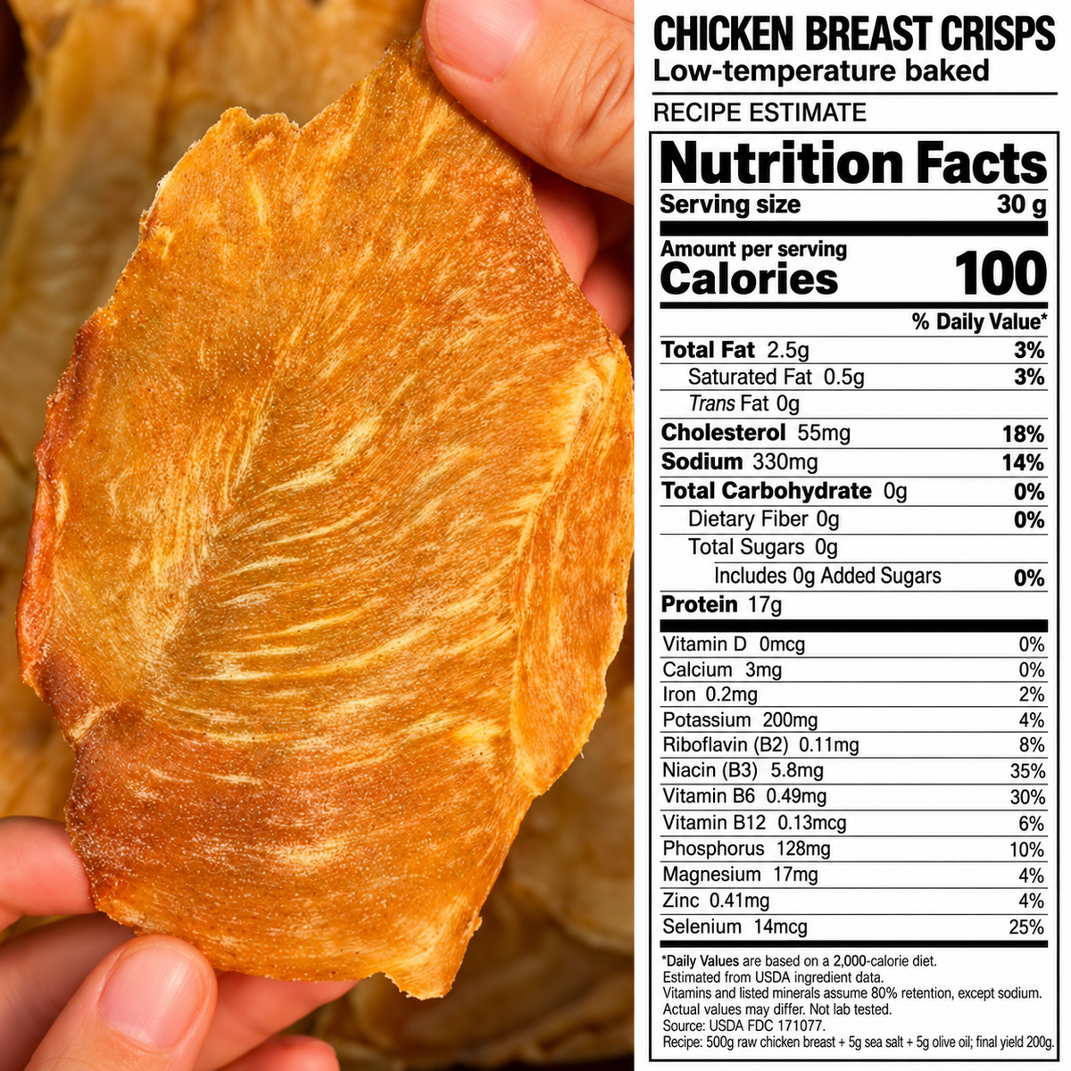 chicken chips — ultra-thin, crunchy, packed with real chicken flavor, low-fat and high-protein.-GTR