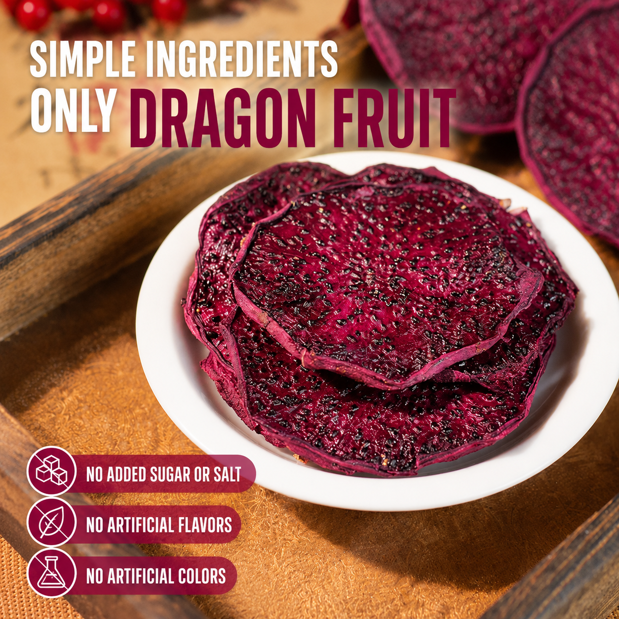 🤎Say goodbye to high-calorie guilt! 🤎Satisfy Your Cravings with Our Fiber-Rich Red Dragon Fruit Slices-H1