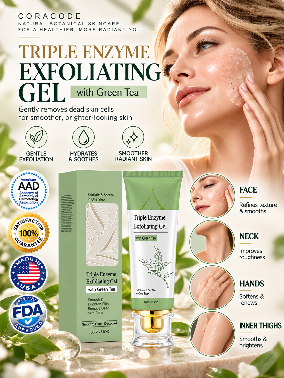 Triple Enzyme Green Tea Peeling Gel – Gentle Exfoliation for Smoother, Brighter Skin -Felix
