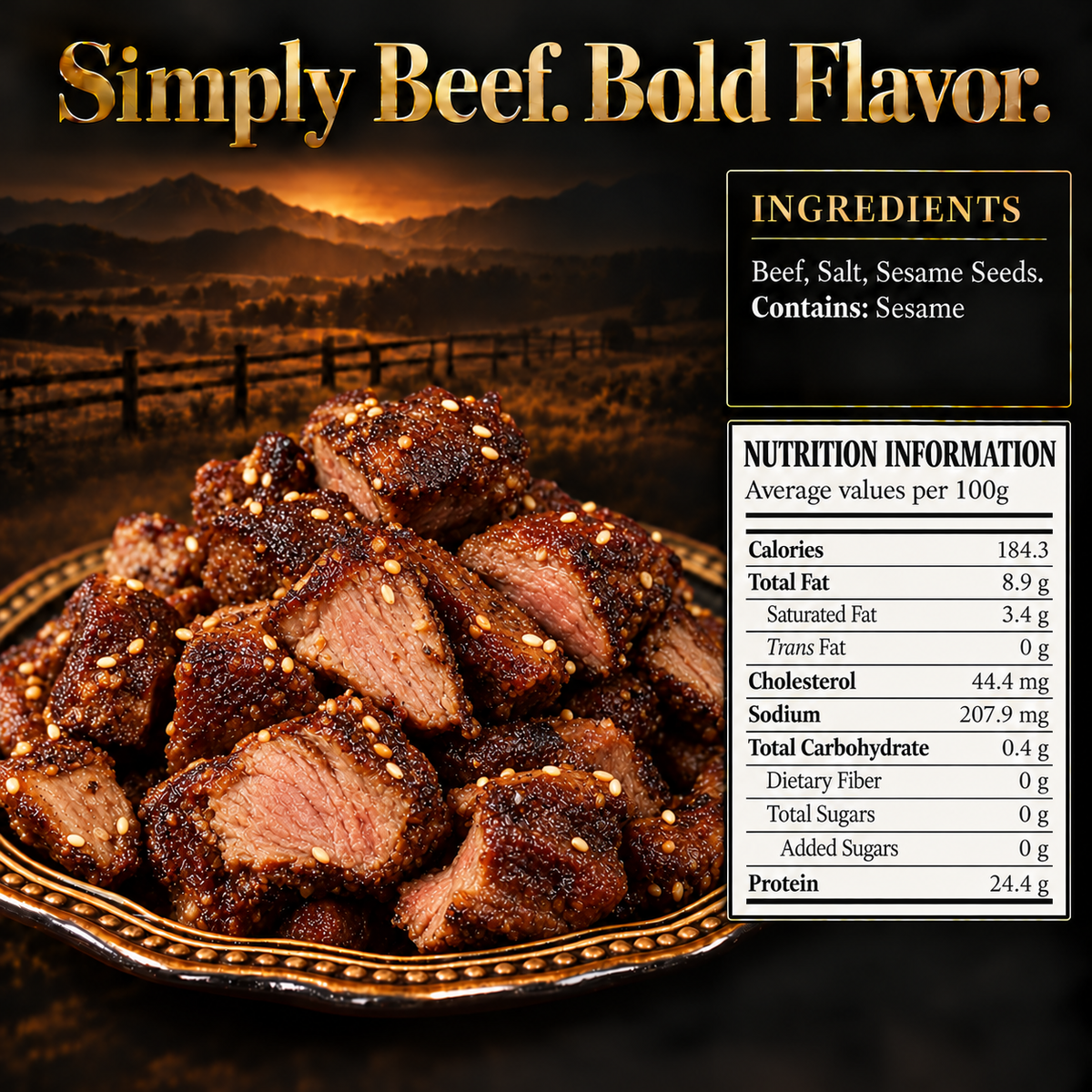 Premium Slow-Smoked Angus Sirloin Bites | High Protein · Real Beef - WHM