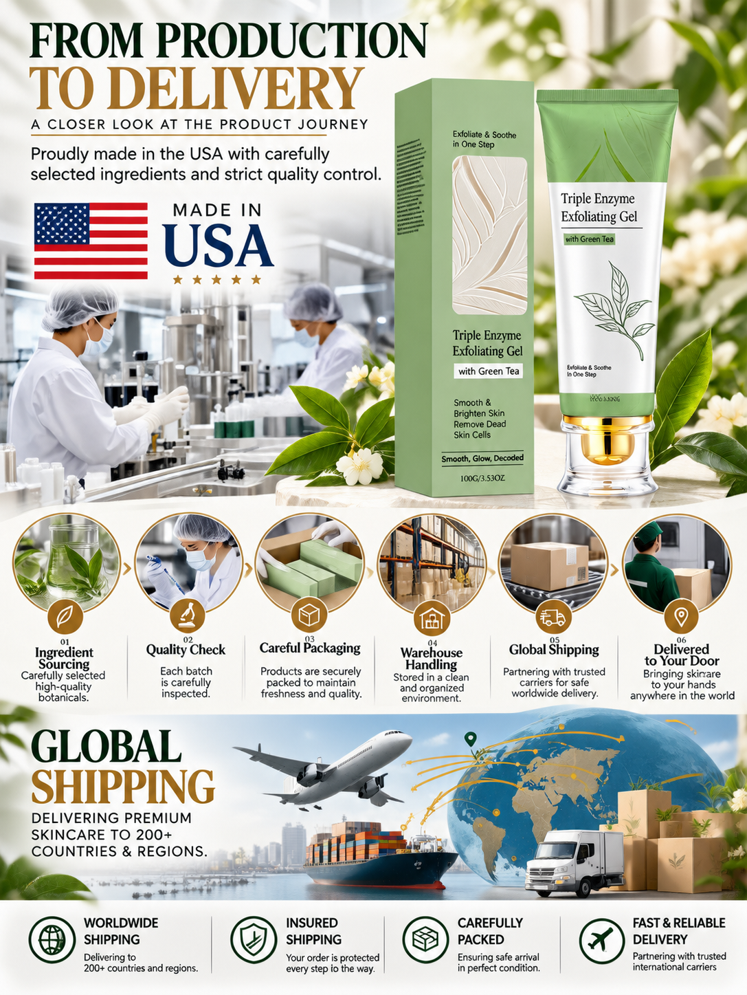 Triple Enzyme Green Tea Peeling Gel – Gentle Exfoliation for Smoother, Brighter Skin -Felix