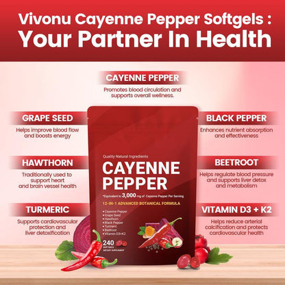 🏆Flash Sale⚡ 100K+ SOLD! 🏆Cayenne Pepper Softgels Supplement-INT