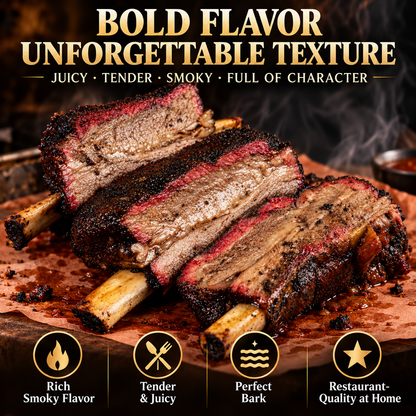 Texas-Style Smoked Angus Beef Ribs – Slow-Smoked, Tender & Juicy, Rich Smoky BBQ Flavor-OUO