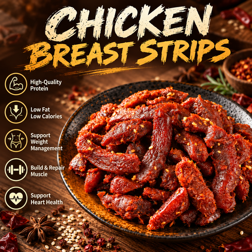 Smoky Chicken Breast Strips – Savory, Chewy High-Protein Snack-OUO