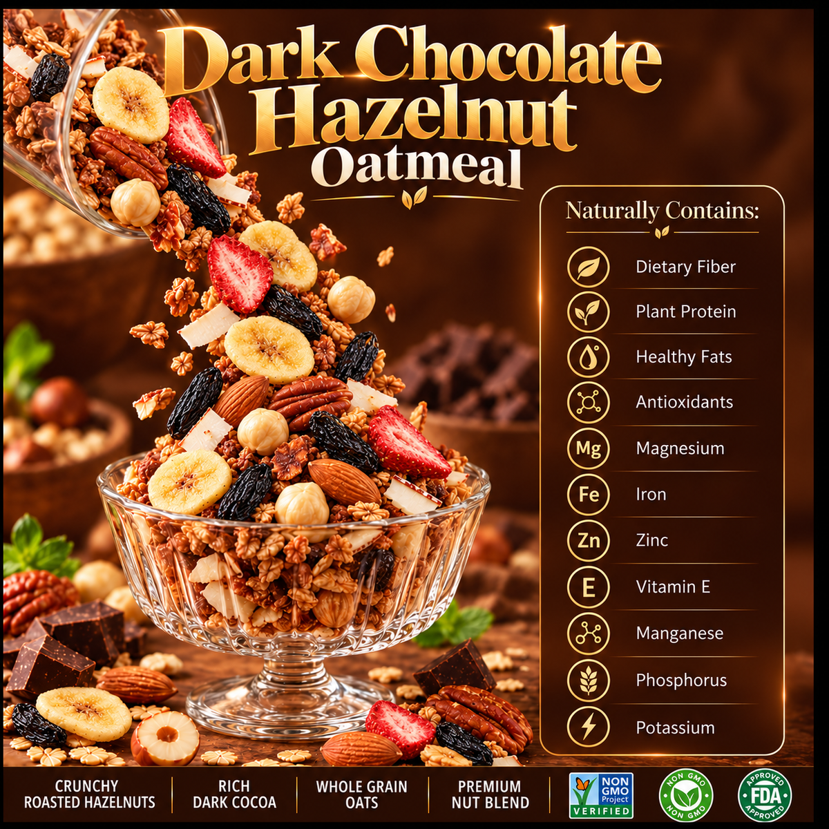 Dark Chocolate Hazelnut Oatmeal | Rich & Indulgent | Sustained Energy- WHM