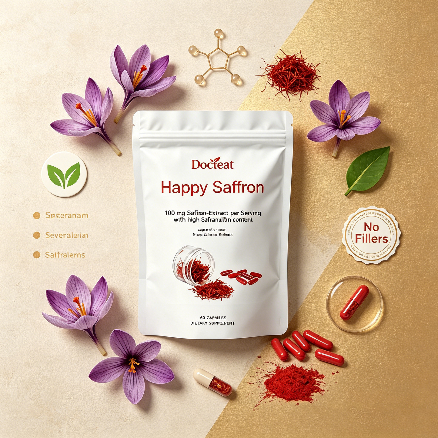 Volunge Saffron Pure Extract — Energy, Mood & Daily Drive Support with 88.5mg Saffron + 5-Magnesium Complex • Vegan • 240 Softgels-HZ