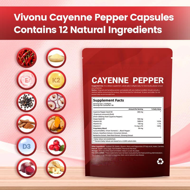 🏆Flash Sale⚡ 100K+ SOLD! 🏆Cayenne Pepper Softgels Supplement-INT