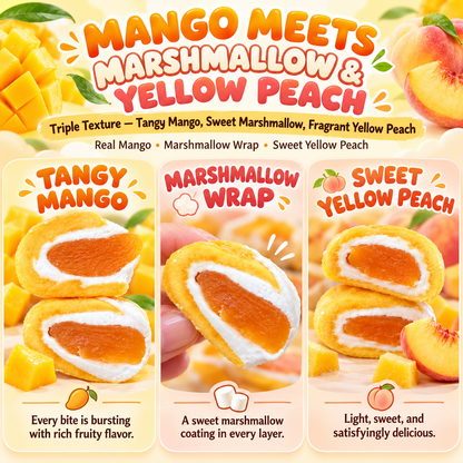 Mango Peach HUGS – Sweet, Chewy Fruit Candy with a Fluffy Marshmallow Center-IUK
