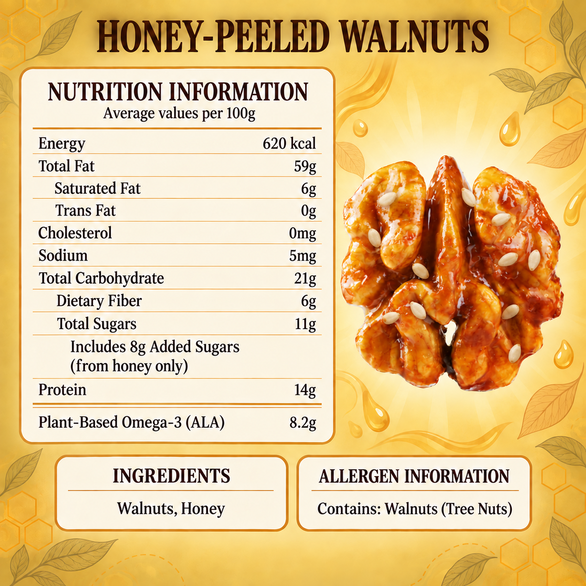 [Get 5 Delivered]Honey-Peeled Walnuts – Delicious Crunch with Real Heart Benefits-OUO