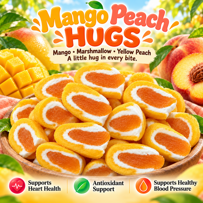 Mango Peach HUGS – Sweet, Chewy Fruit Candy with a Fluffy Marshmallow Center-IUK