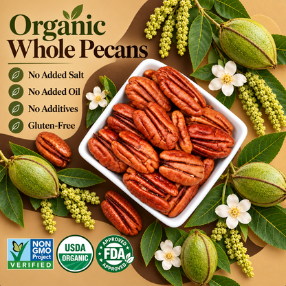 Organic Whole Pecans — Oil-Free Roasted for the Perfect Balance of Health and Flavor——GTR