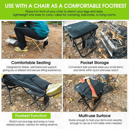 🔥Portable Outdoor Folding Chair with Shoulder, Strap Ultra Light 1.5 lbs, Max Load 400lb, Two Side Pockets Velcro Storage for Camping Hiking Fishing BBQ Parties⛱️-TJY