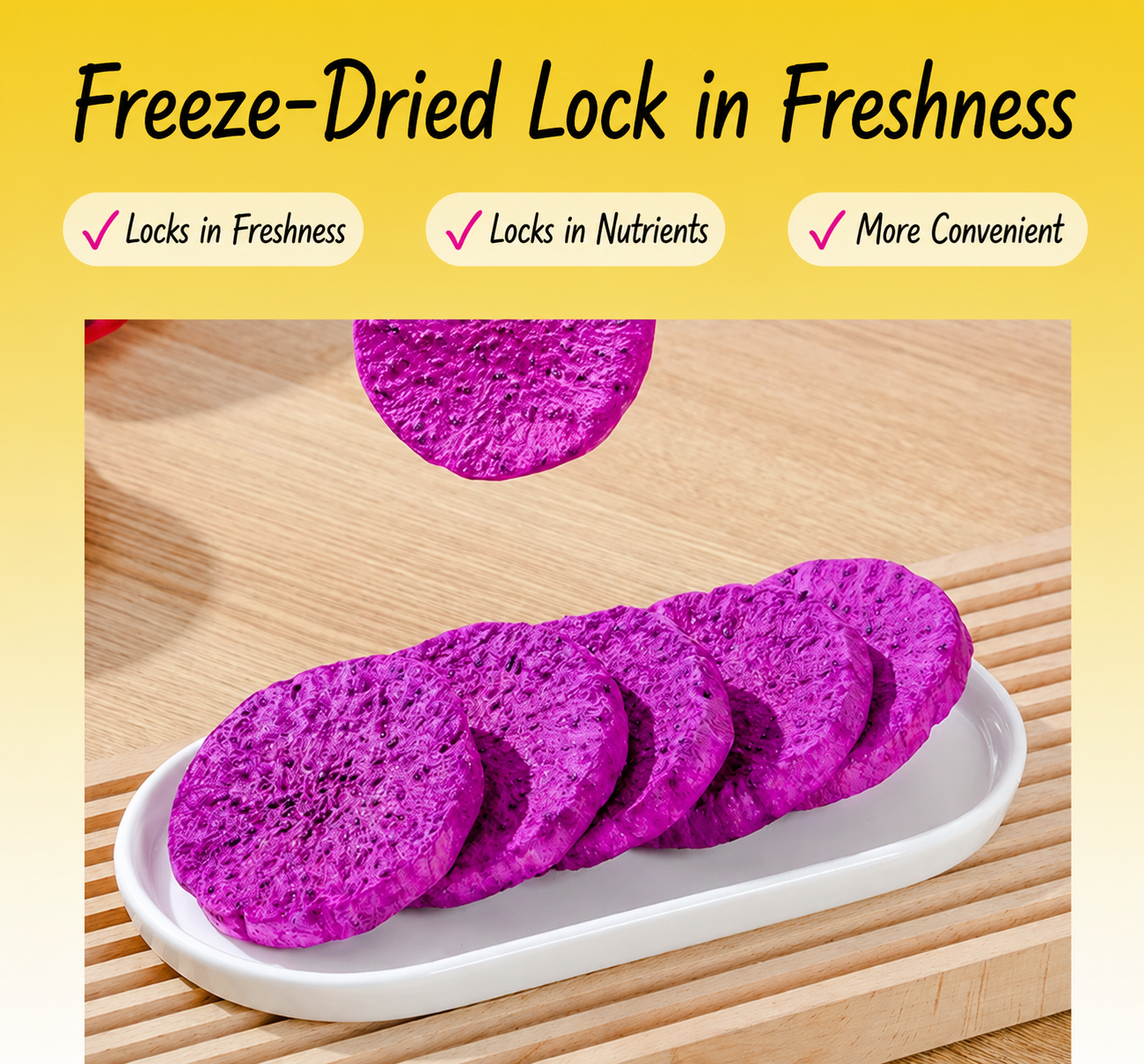 💎⭐Say goodbye to high-calorie guilt! 💎⭐Crunchy Freeze-Dried Dragon Fruit with Fiber-Packed Goodness-H1