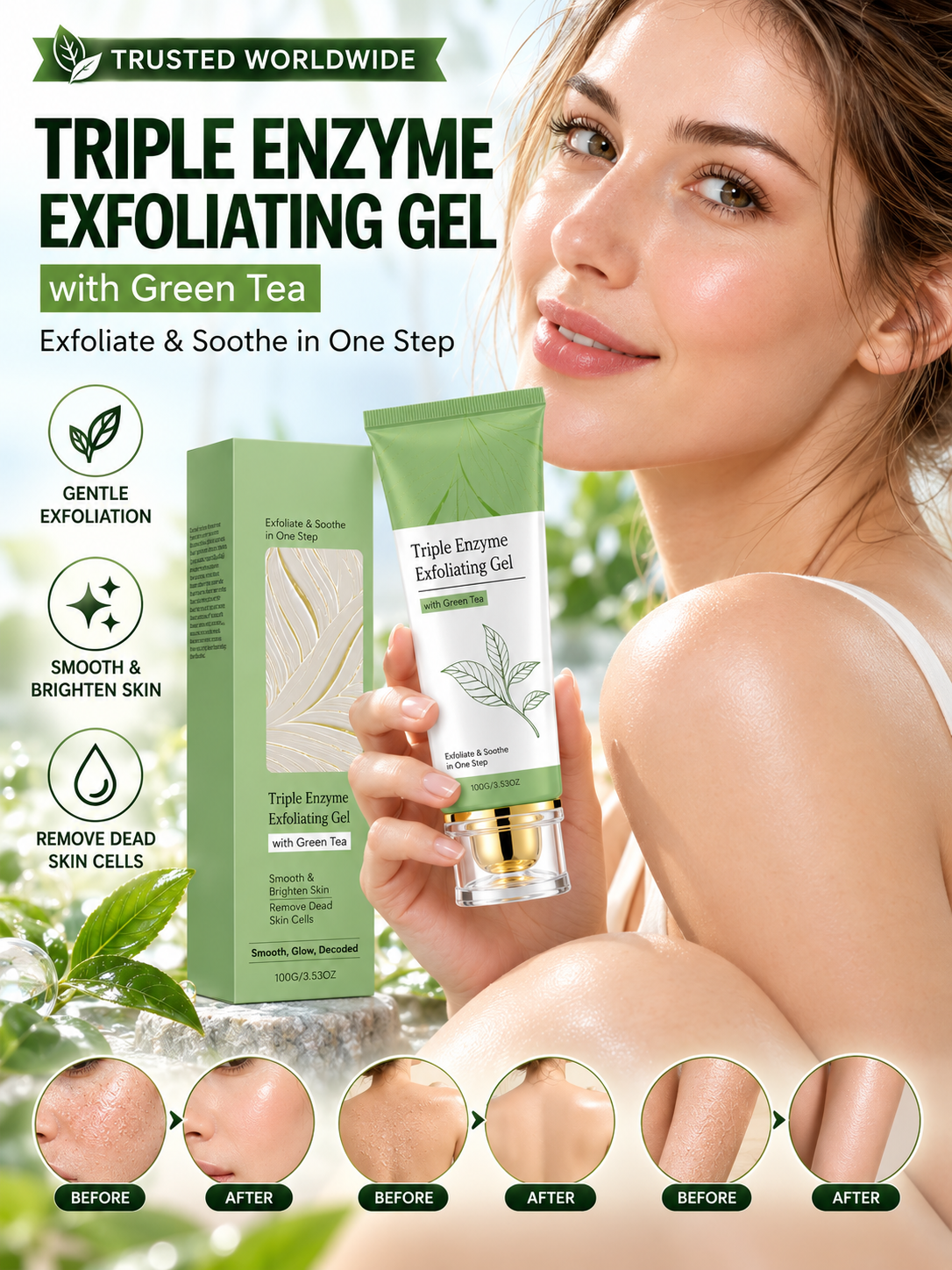 Triple Enzyme Green Tea Peeling Gel – Gentle Exfoliation for Smoother, Brighter Skin -Felix