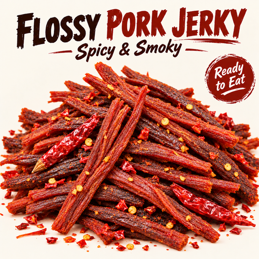Premium Fire-Roasted Pork Jerky – Smoky, Mildly Spicy & Tender Chewy Pork Strips-edc