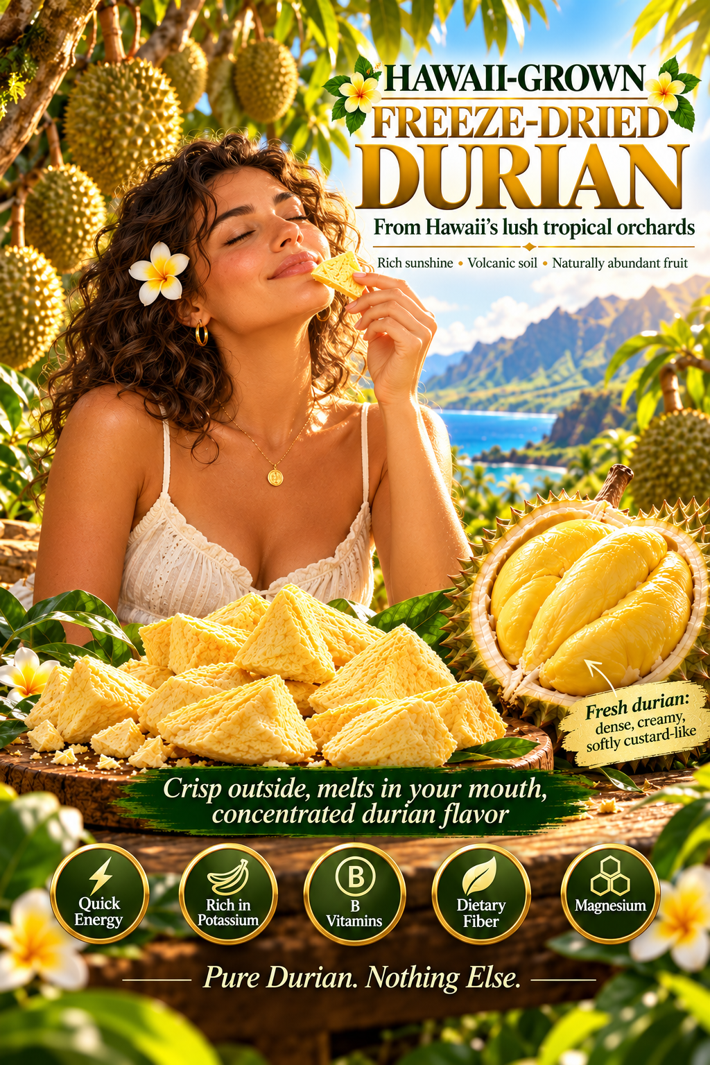 Hawaiian Freeze-Dried Durian | Crispy, Creamy & Made with 100% Real Fruit-Liam
