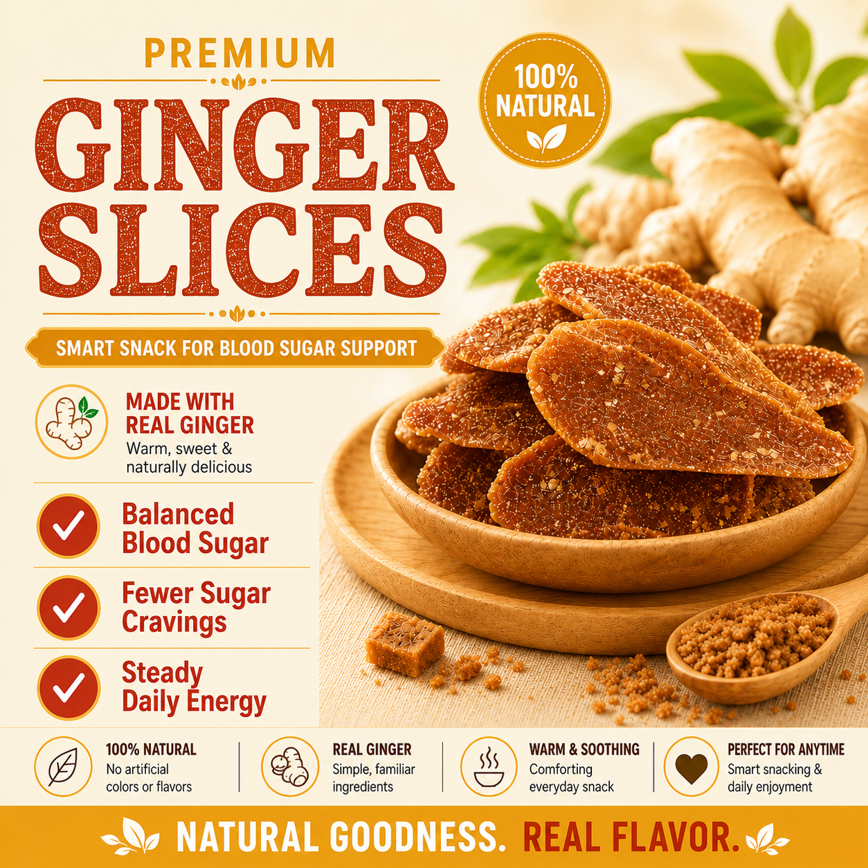 💯🌙Say goodbye to sugar spikes! 🌿Support healthy glucose metabolism with premium GINGER SLICES - QZE