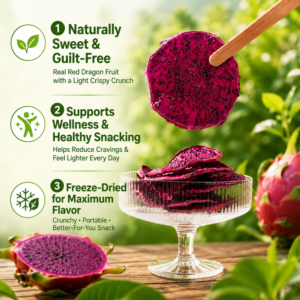 🍦Naturally Sweet. Crispy. Addictive! 🍦Real Red Dragon Fruit. Freeze-Dried to Keep the Crunch, Color & Nutrition.
