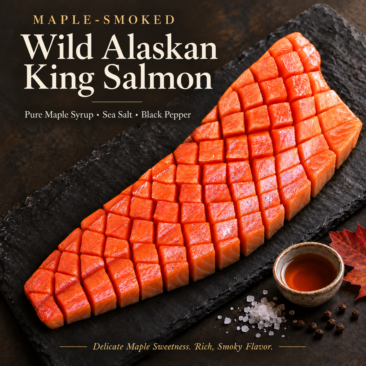 Maple-Smoked Wild Alaskan King Salmon-with Rich Omega-3s, Quality Protein & Delicate Smoky Flavor-IUK