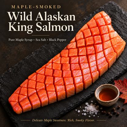 Maple-Smoked Wild Alaskan King Salmon-with Rich Omega-3s, Quality Protein & Delicate Smoky Flavor-IUK