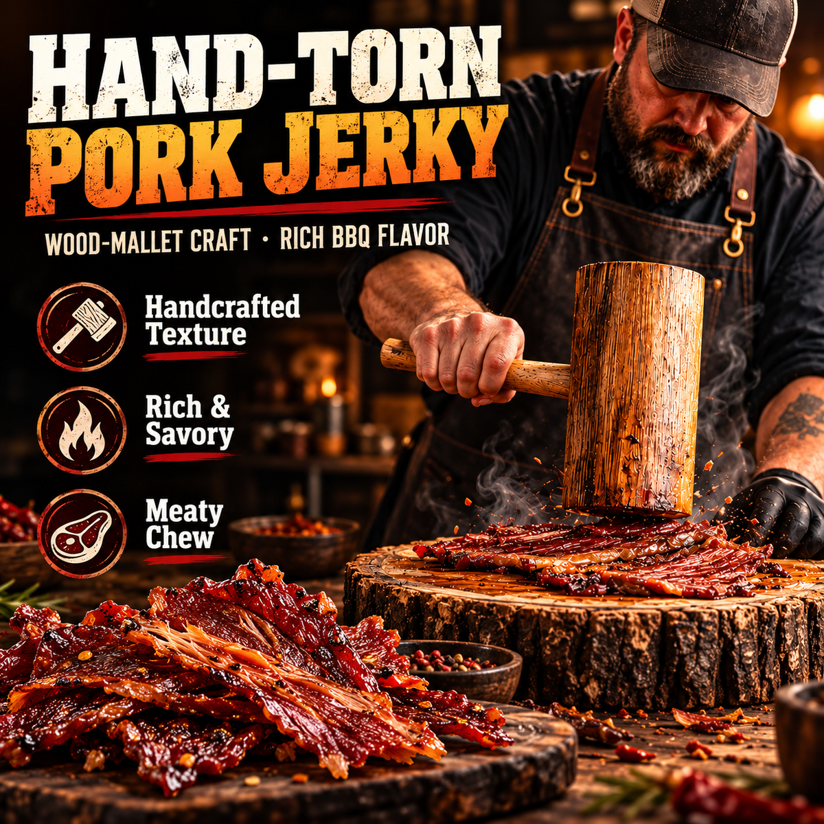 【get 5 bags】🔥 Memphis-Style BBQ Pork Jerky – Made with Premium Spanish Iberian Pork-EDC