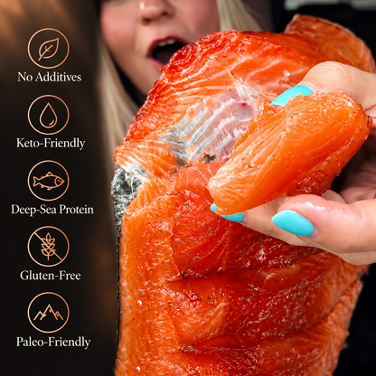 Maple-Smoked Wild Alaskan King Salmon-with Rich Omega-3s, Quality Protein & Delicate Smoky Flavor-IUK