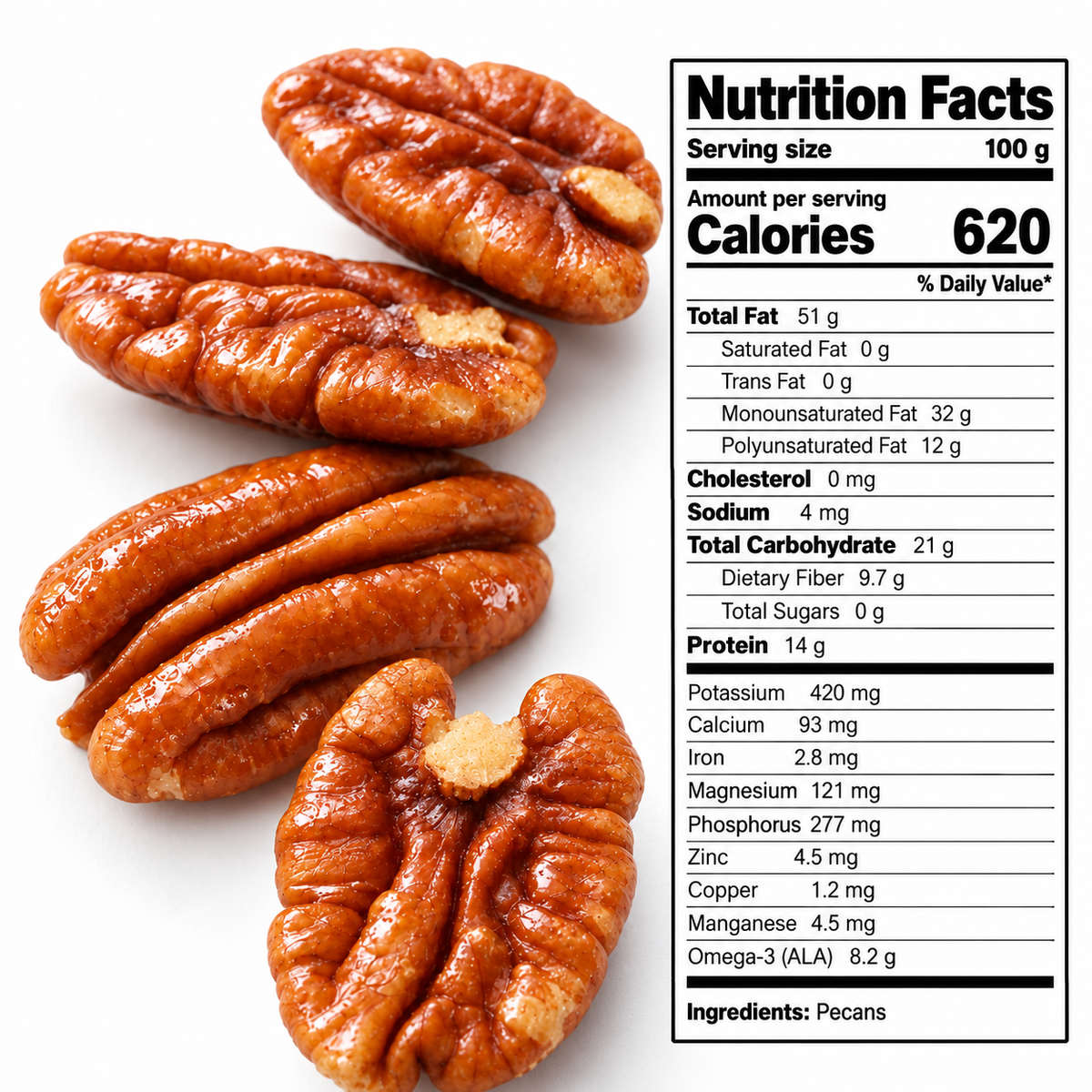 Organic Whole Pecans — Oil-Free Roasted for the Perfect Balance of Health and Flavor——GTR