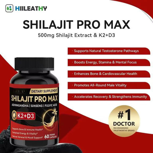 🏆Choice of 80% Tough Guys⏰Optimal*Shilajit PRO MAX with K2 & D3 - Premium Fulvic Acid & 84+ Minerals for Immune Support, Energy & Anti-Aging -ABB8